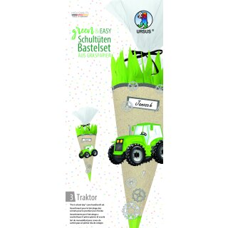Schultüte - Bastelset "Green & Easy ,Traktor" - Zuckertüte zum selber machen - Einschulung DIY