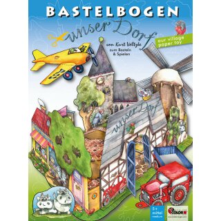 Bastelbogen Unser Dorf - 3D Kreativset - Basteln mit Papier und Schere - DIY