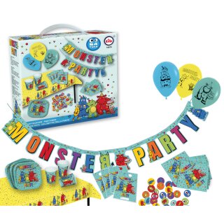 Partykoffer - Party Set *Monster* mit 54 Teilen für 8 Personen - Geburtstag und Party