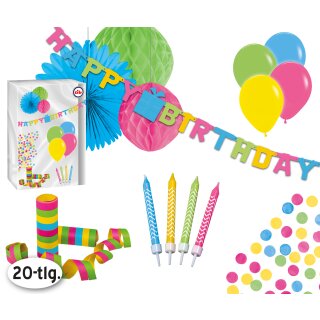 Party Set Geburtstag - "Fresh" mit 20 Teilen - Dekoration für Geburtstag und Party