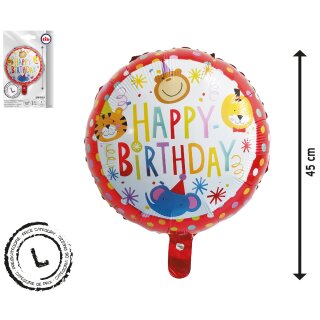 Folien-Ballon "Tiere" Happy Birthday - ca.45cm - für Geburtstag und Party - Luftballon