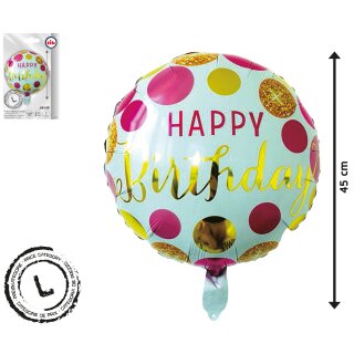 Folien-Ballon "Happy Birthday" - ca.45cm - für Geburtstag und Party - Luftballon