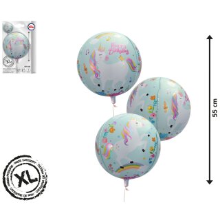 Folien-Ballon "Einhorn" rund - ca.55cm - für Geburtstag und Party - Luftballon