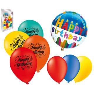 Ballon Set "Happy Birthday" 17 tlg. - für Geburtstag und Party