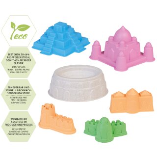 Sandspielset Burg 6tlg. - verschiedene Formen - Sandspielzeug aus biobasiertem Material - Happy People 74502