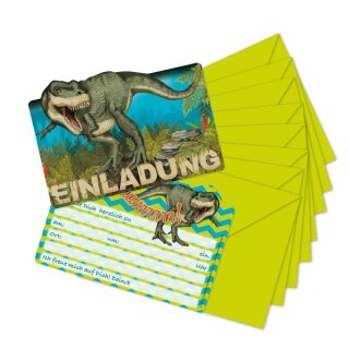 8 Einladungs - Stanzkarten Set "T-Rex-Dinosaurier" - Kindergeburtstag - Mottoparty - Lutz Mauder 26023