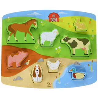 Puzzlespielzeug - Steckpuzzlespiel Bauernhoftiere - Hape E1454