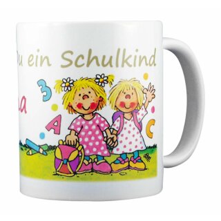 Lutz Mauder Verlag Schulkind Tasse mit Wunsch Namen zur Einschulung - Schulmädchen Becher