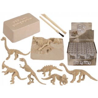 Ausgrabungsset Dinosaurier Skelett - 1 Stück -  Mini ca.4cm x 8cm, 6 fach sortiert