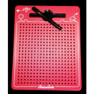 B-Ware: Magnetspiel für Kinder - rot - Magnet Zaubertafel klein mit Kugeln und Stift - Magnettafel - Zeichentafel
